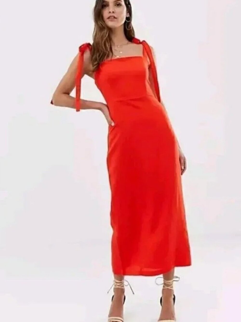 CAPULET Orange Camille Linen Blend Midi Dress